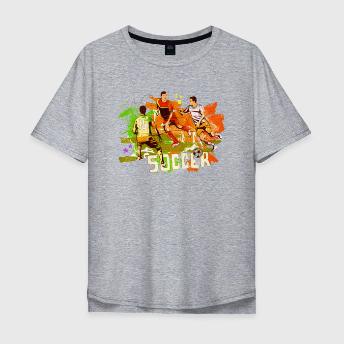 Мужская футболка хлопок Oversize Граффити Три футболиста с мячом фото