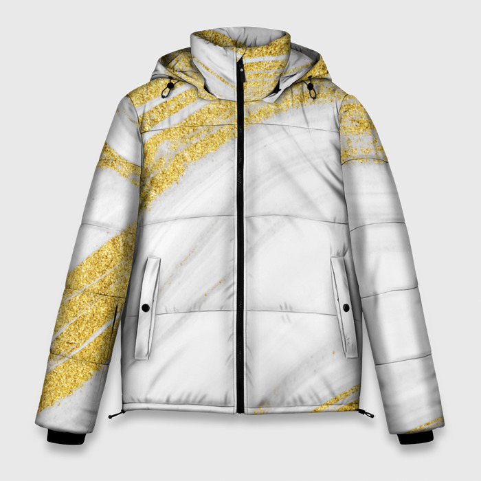 Мужская зимняя куртка 3D Белый с золотом мрамор фото