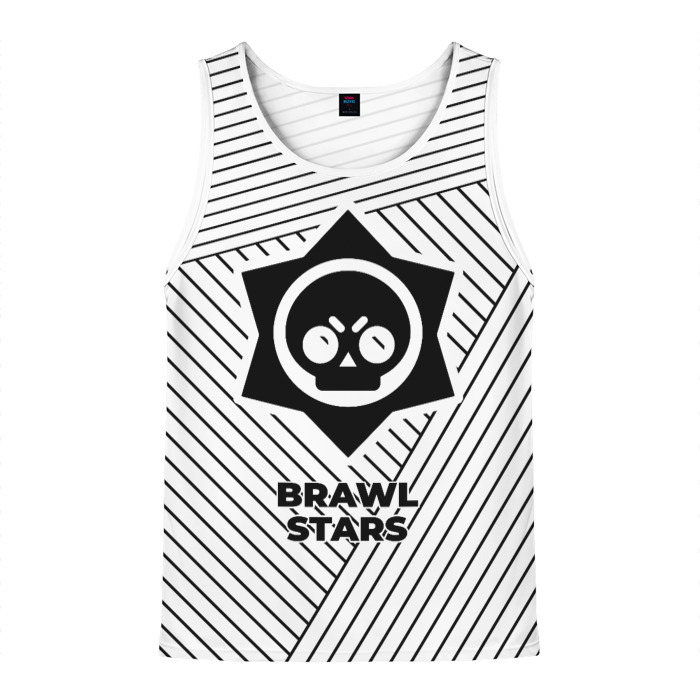 Мужская майка 3D Символ Brawl Stars на светлом фоне с полосами фото