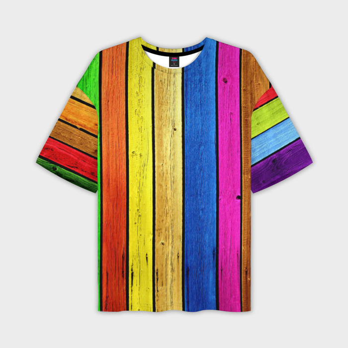 Мужская футболка OVERSIZE 3D Разноцветные доски фото