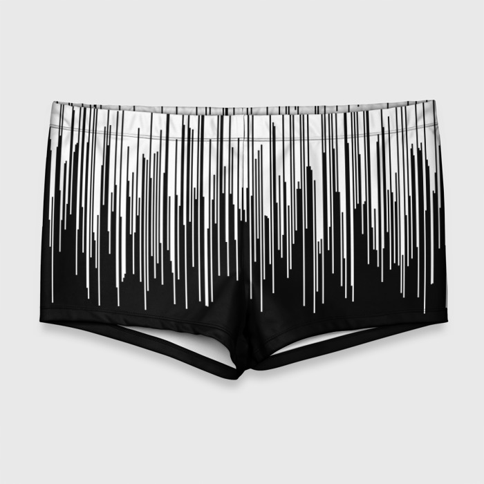 Мужские купальные плавки 3D Черно белая полосатая абстракция фото
