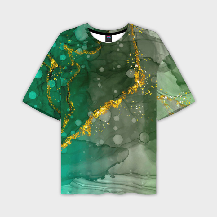 Мужская футболка OVERSIZE 3D Изумрудная фантазия фото
