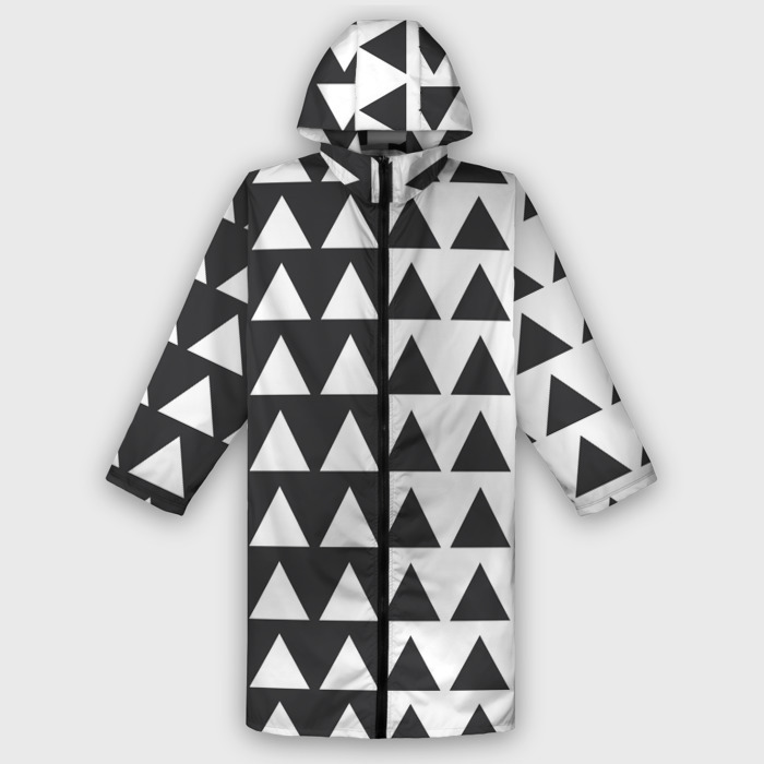 Дождевик унисекс 3D Черно белые треугольники паттерн фото