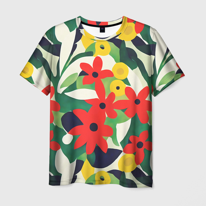 Мужская футболка 3D Цветочный яркий паттерн фото