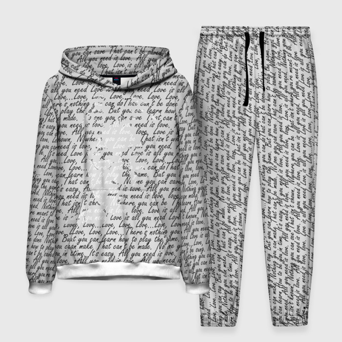 Мужской костюм 3D (с толстовкой) Джон Леннон, портрет и слова песни фото