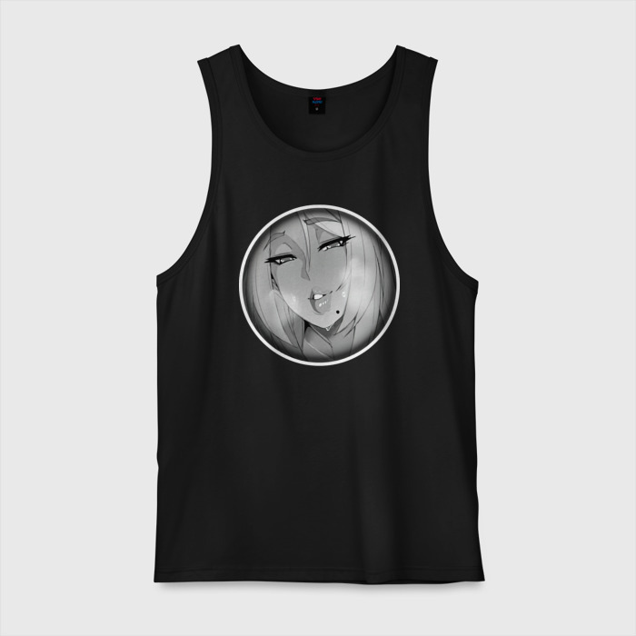 Мужская майка хлопок Ахегао девушка счастлива фото