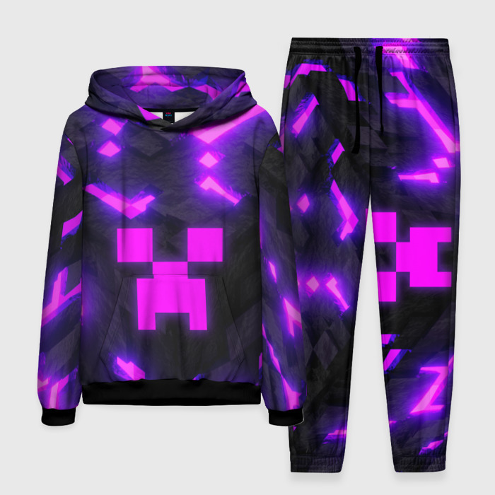 Мужской костюм 3D (с толстовкой) Майнкрафт  розовый фото