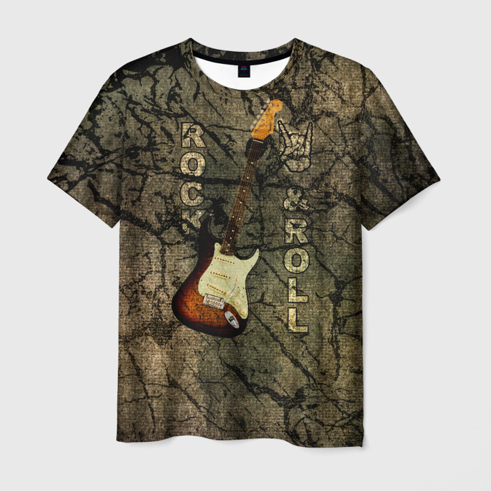 Мужская футболка 3D Гитара на гранж фоне фото