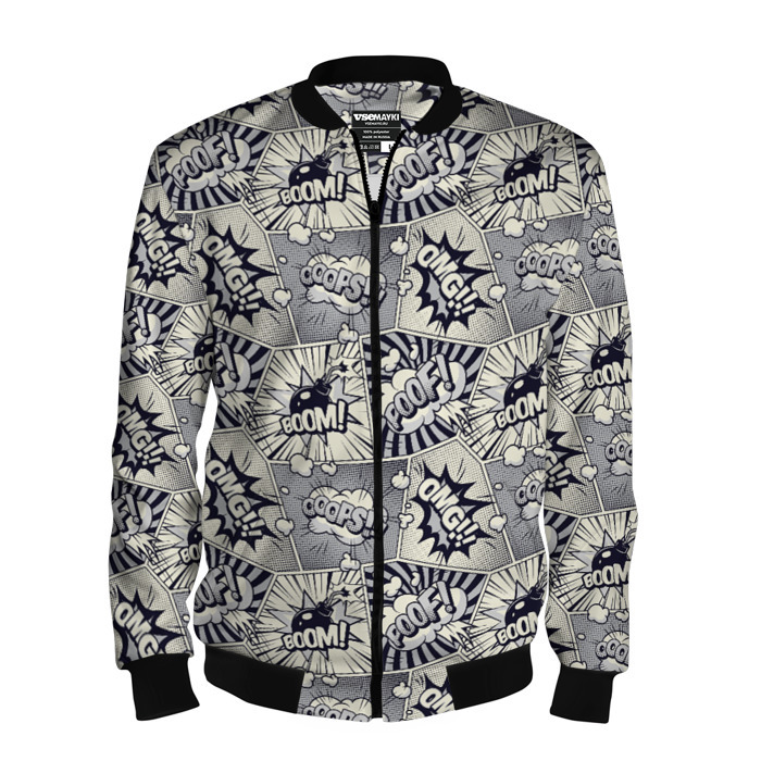 Мужской бомбер 3D Комикс надписи фото
