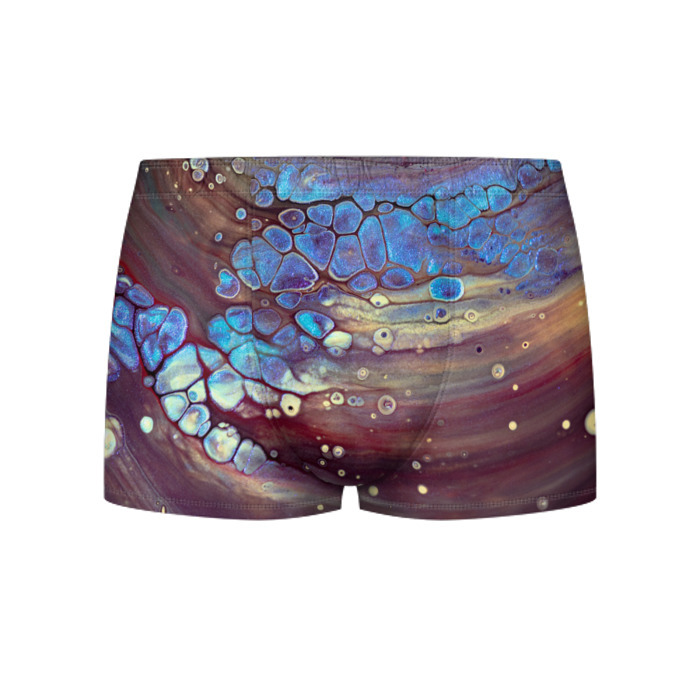 Мужские трусы 3D Тёмный песок и синие блестящие камни фото