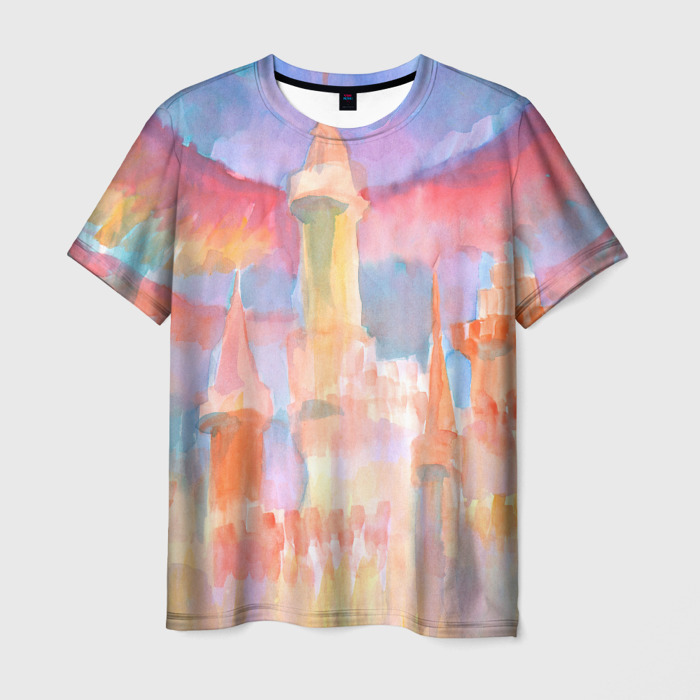 Мужская футболка 3D Город света акварель фото
