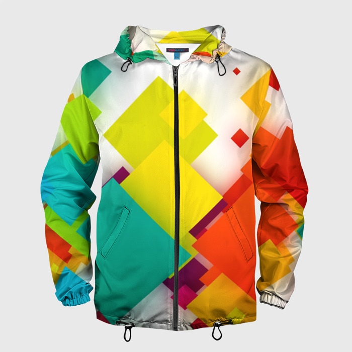 Мужская ветровка 3D Цветные геометрические квадраты фото