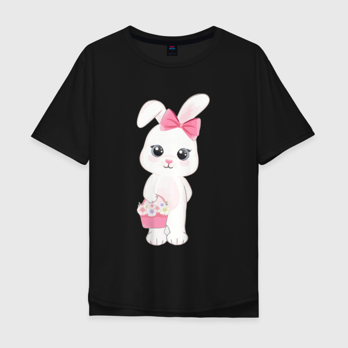 Мужская футболка хлопок Oversize Зайка новогодний 2023 фото