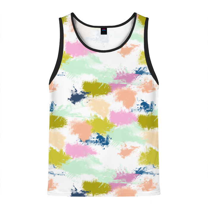 Мужская майка 3D Разноцветные мазки красками модный узор фото