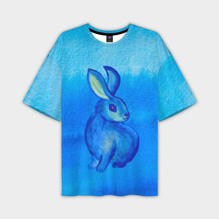 Мужская футболка OVERSIZE 3D Водяной кролик символ 2023 фото