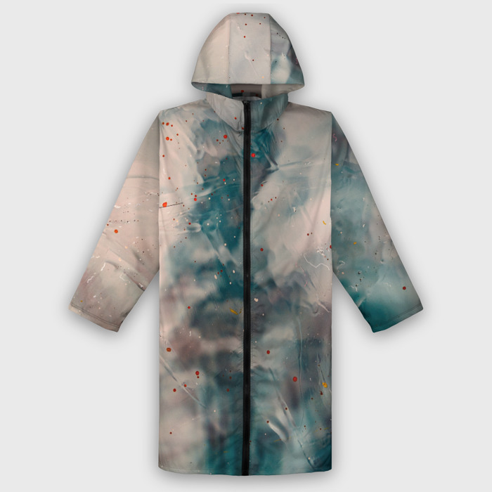 Дождевик унисекс 3D Абстрактные синие и белые краски фото