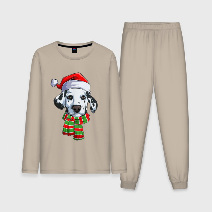 Мужская пижама хлопок (с лонгсливом) Новогодний далматинец фото
