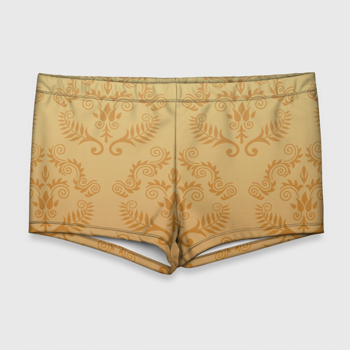 Мужские купальные плавки 3D Золотые паттерны фото