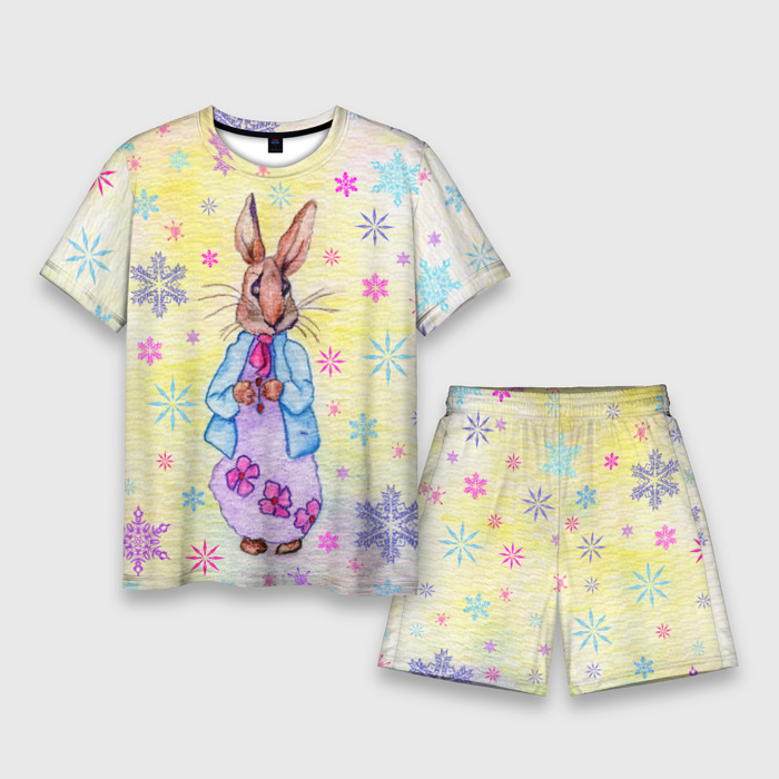 Мужской костюм с шортами 3D Винтажный кролик фото