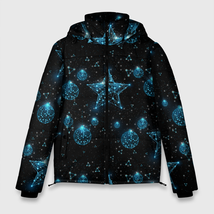 Мужская зимняя куртка 3D Новогодние игрушки   Неон фото