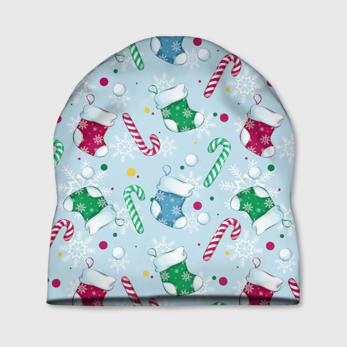 Шапка 3D Новогодний паттерн фото