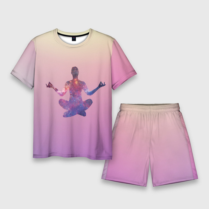 Мужской костюм с шортами 3D Поза лотоса в йоге фото