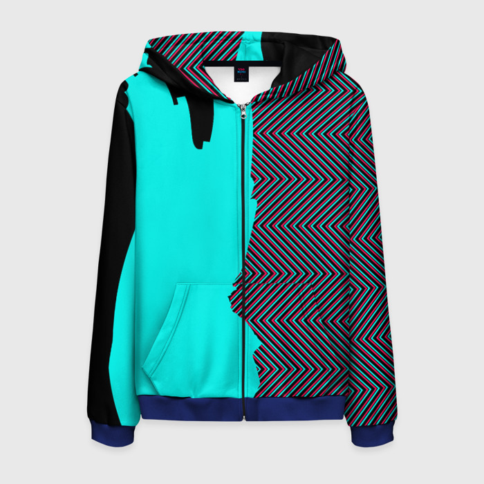 Мужская толстовка 3D на молнии Абстрактный глюк фото