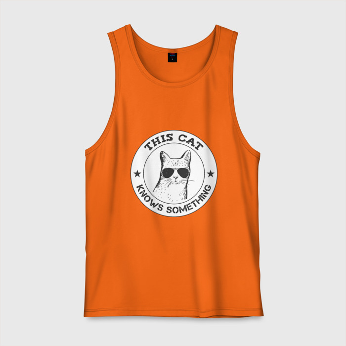 Мужская майка хлопок Этот кот что то знает фото