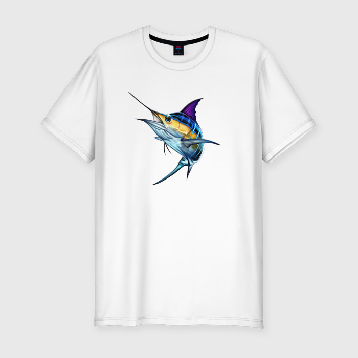 Мужская футболка хлопок Slim Марлин   спринтер мирового океана фото