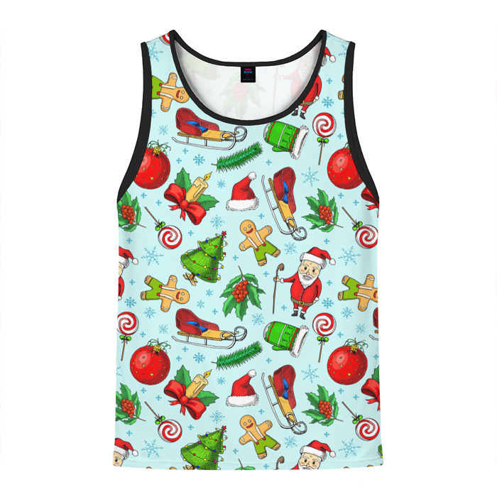 Мужская майка 3D Новогодний паттерн фото