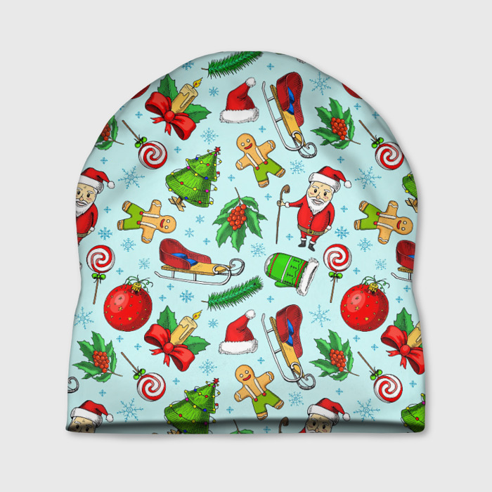 Шапка 3D Новогодний паттерн фото