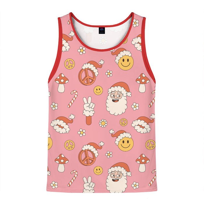 Мужская майка 3D Новогодний паттерн фото