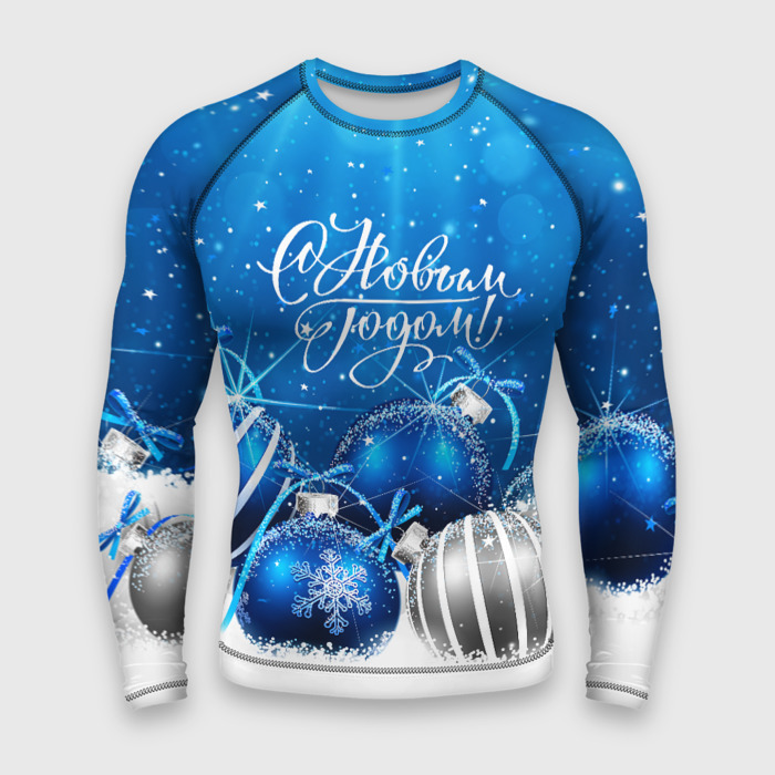 Мужской рашгард 3D Елочные шарики   с новым годом фото