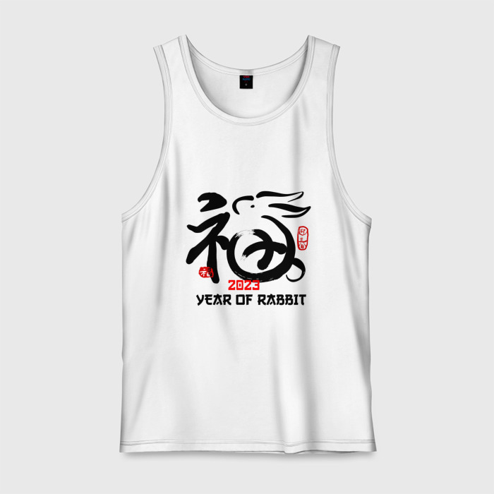 Мужская майка хлопок Иероглиф кролика 2023 фото