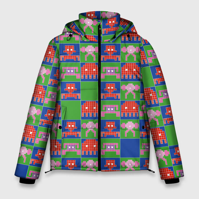 Мужская зимняя куртка 3D Пиксельный рисунок поп арт фото