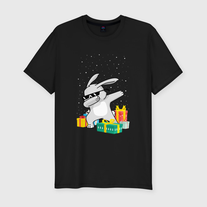 Мужская футболка хлопок Slim Кролик ДЭБ и новый год фото