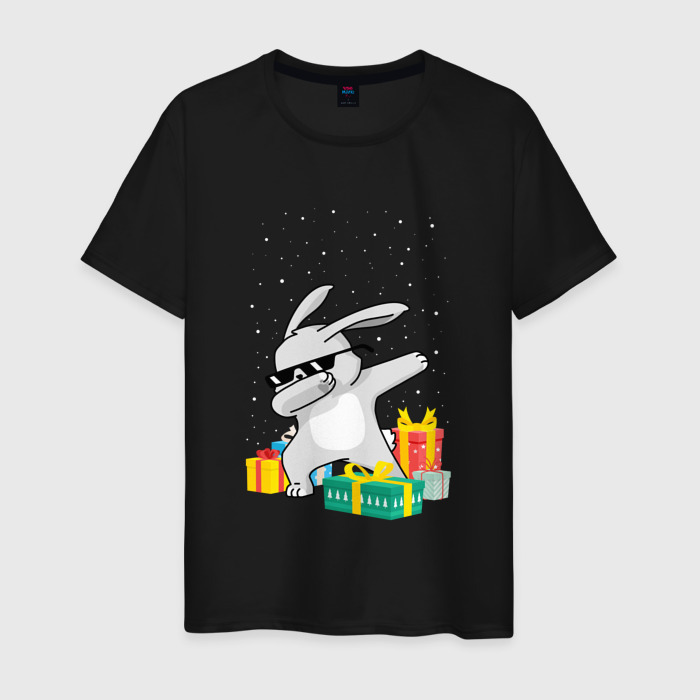 Мужская футболка хлопок Кролик ДЭБ и новый год фото