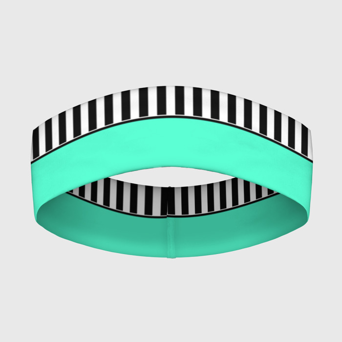 Повязка на голову 3D Полосатый зеленый с черным и белым узор фото