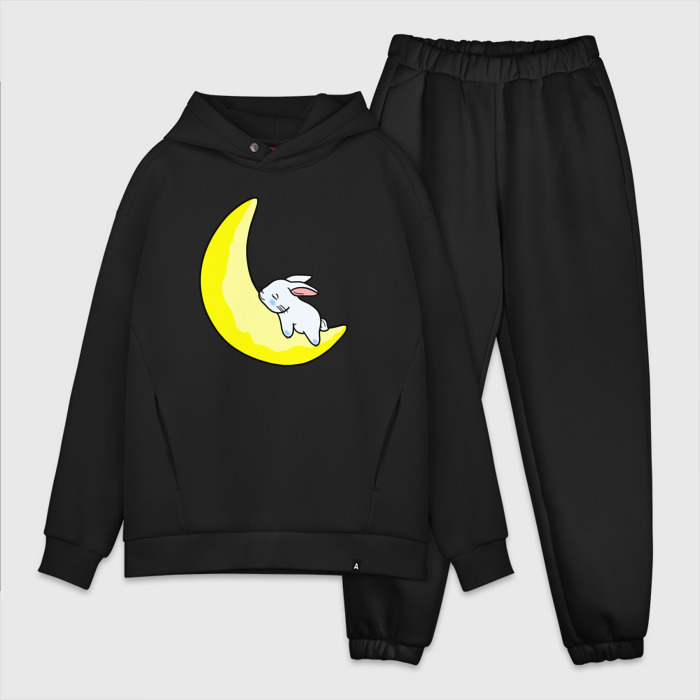 Мужской костюм хлопок OVERSIZE Кролик на полумесяце фото