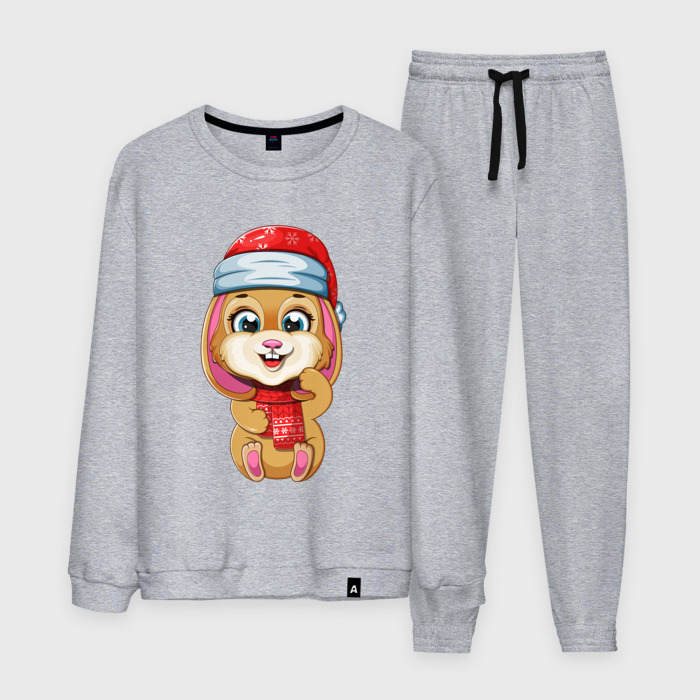 Мужской костюм хлопок Новогодний зайка  2023 фото