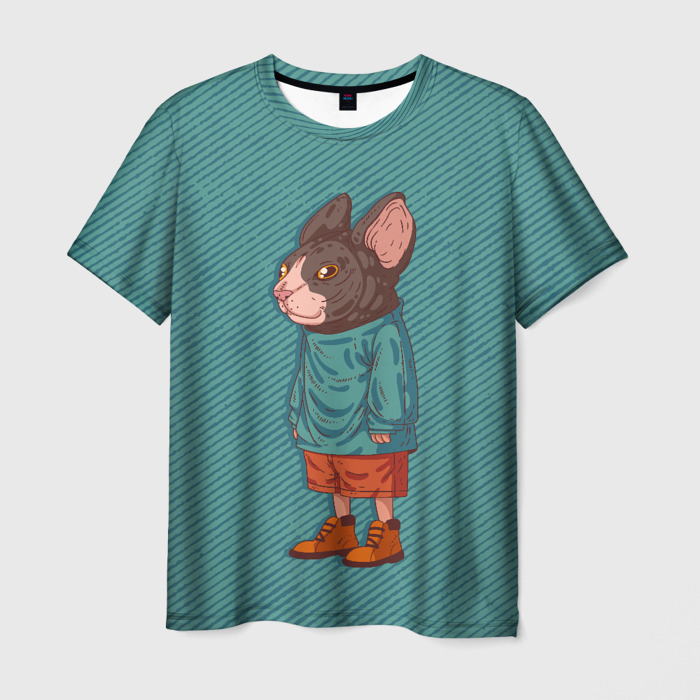 Мужская футболка 3D Модный кот в ботинках фото