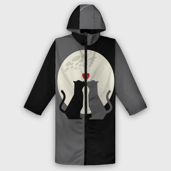 Дождевик унисекс 3D Котики под луной фото