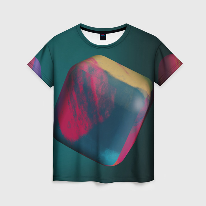 Женская футболка 3D Абстрактный огромный куб фото