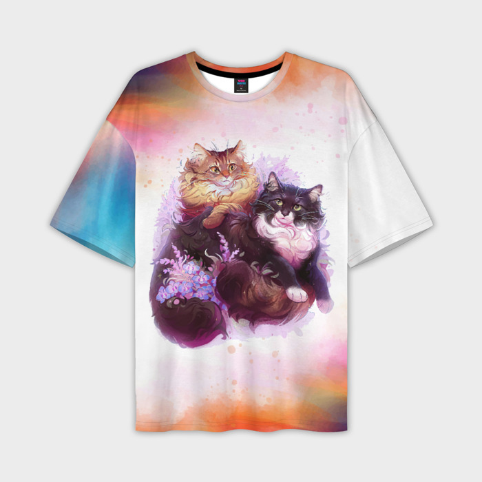 Мужская футболка OVERSIZE 3D Пушистая парочка фото