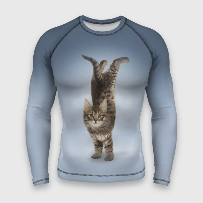 Мужской рашгард 3D Спортивный котик   акробатический этюд фото