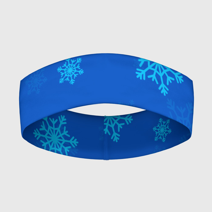 Повязка на голову 3D Снежинки   синий фото