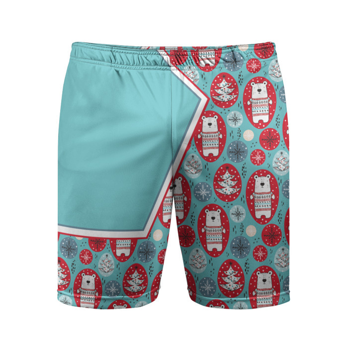 Мужские шорты спортивные Новогодние мишки фото