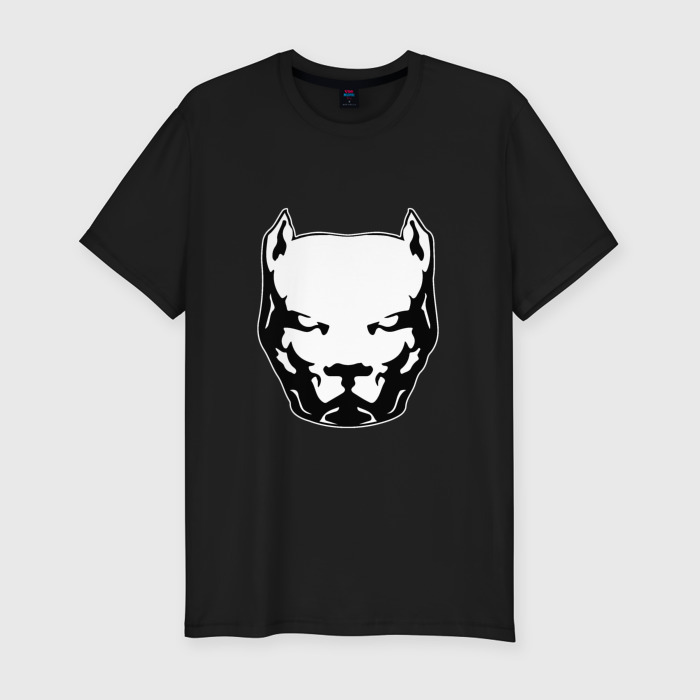 Мужская футболка хлопок Slim Pitbull Terrier Black and White фото