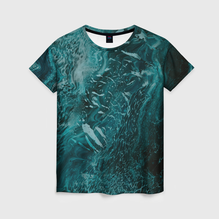 Женская футболка 3D Волны абстрактной воды и красок фото