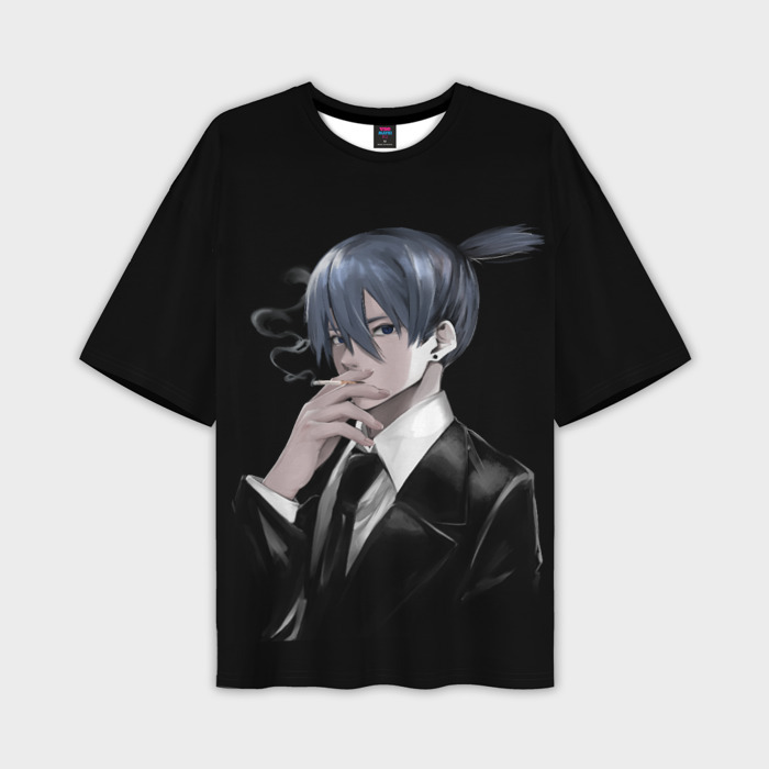 Мужская футболка OVERSIZE 3D Человек бензопила Аки Хаякава фото